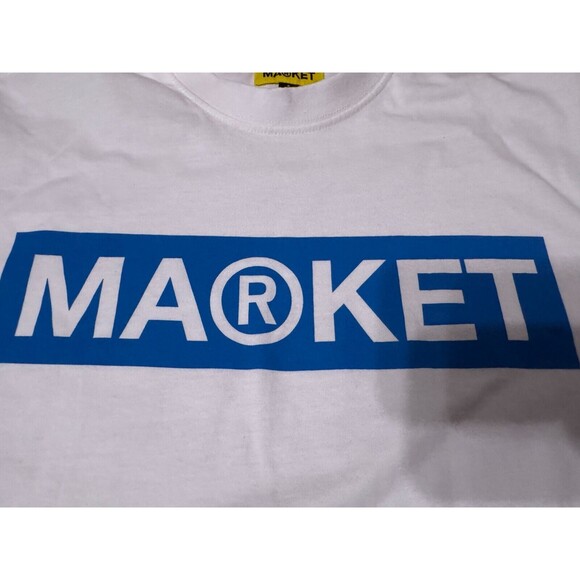 Chinatown MARKET Studios - Box Logo Graphic Print Tee Shirt - White Blue - Small - Picture 3 of 6